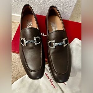 Salvatore Ferragamo Dark Brown Shepard 2 Leather Loafers
